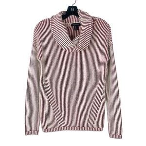 Rachel Zoe cowl neck sweater ribbed striped long sleeve size XS white burgundy